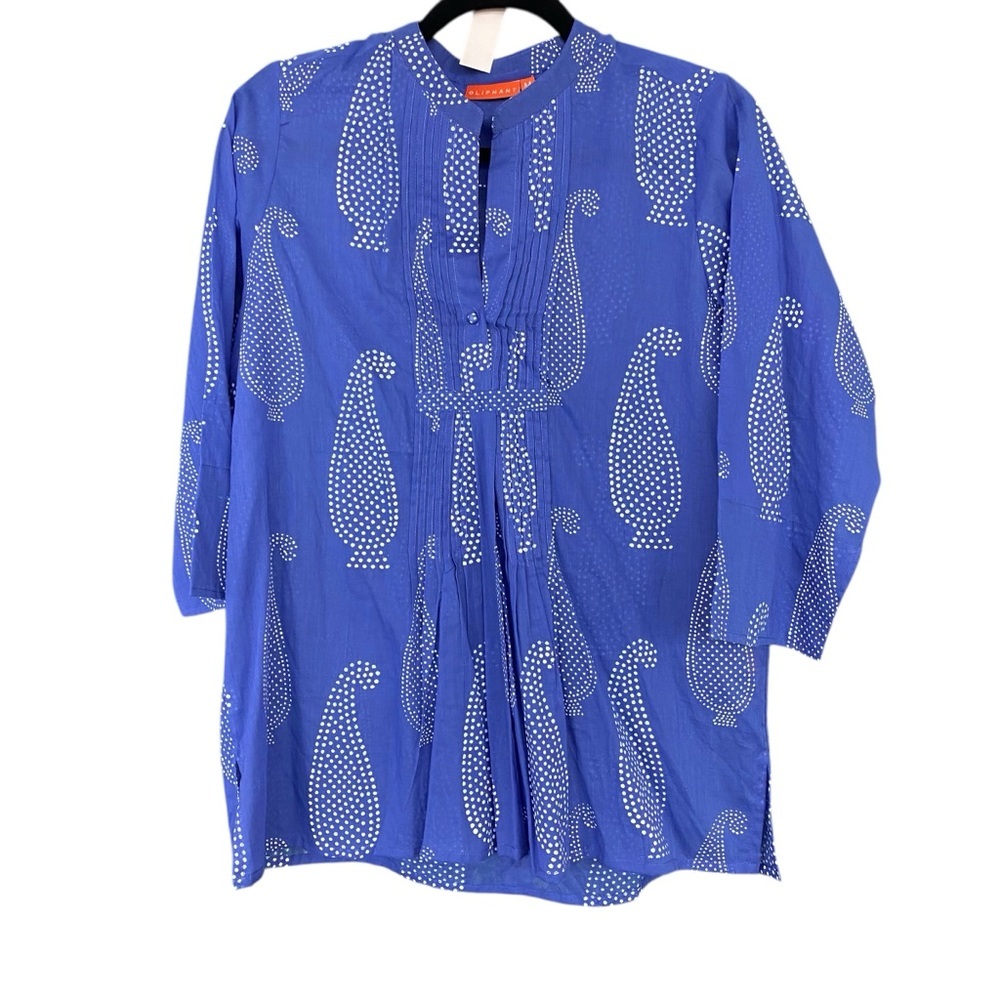 O4 Oliphant French Blue Pintuck Top